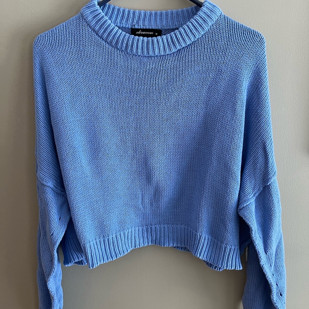 Olivaceous blue cropped sweater medium